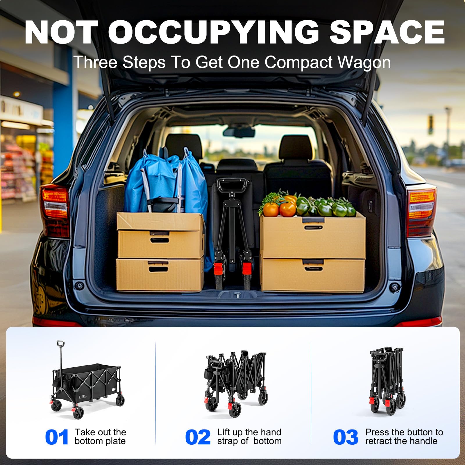 Amazon.com : TANSTRIDER 180L Collapsible Folda234gon Cart with